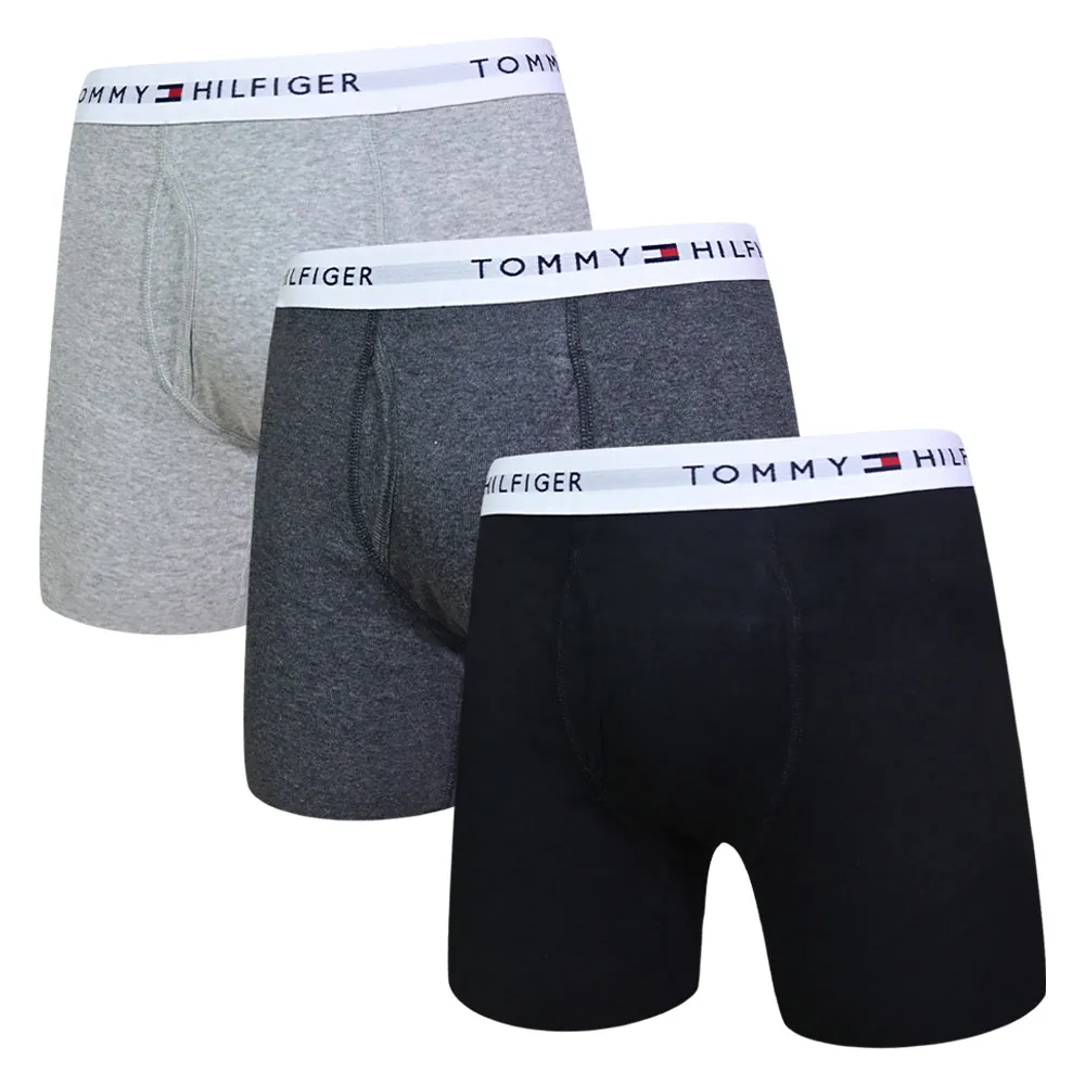 【Tommy Hilfiger】男內褲 3件組 純棉 四角內褲(長版貼身 寶藍+灰+黑 3件組) 歷史價格詳細信息