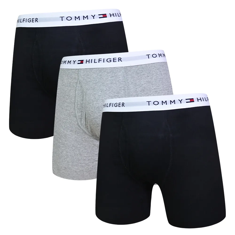 Tommy Hilfiger 男生內褲 長版貼身內褲 棉質彈力平口四角內褲 3件黑色盒裝 拳擊手褲型 歷史價格詳細信息