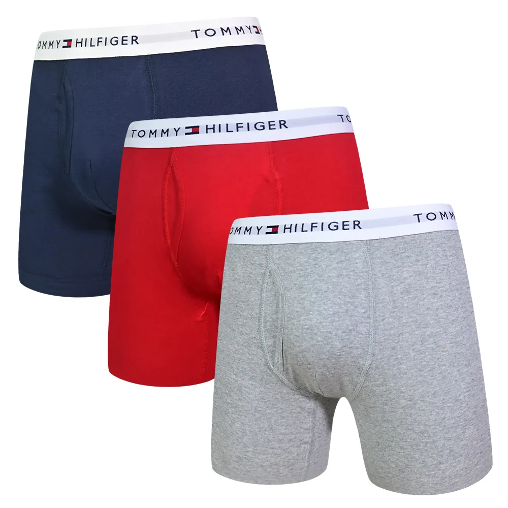 【Tommy Hilfiger】男內褲 3件組 純棉 四角內褲(長版貼身 寶藍+灰+黑 3件組) 歷史價格詳細信息