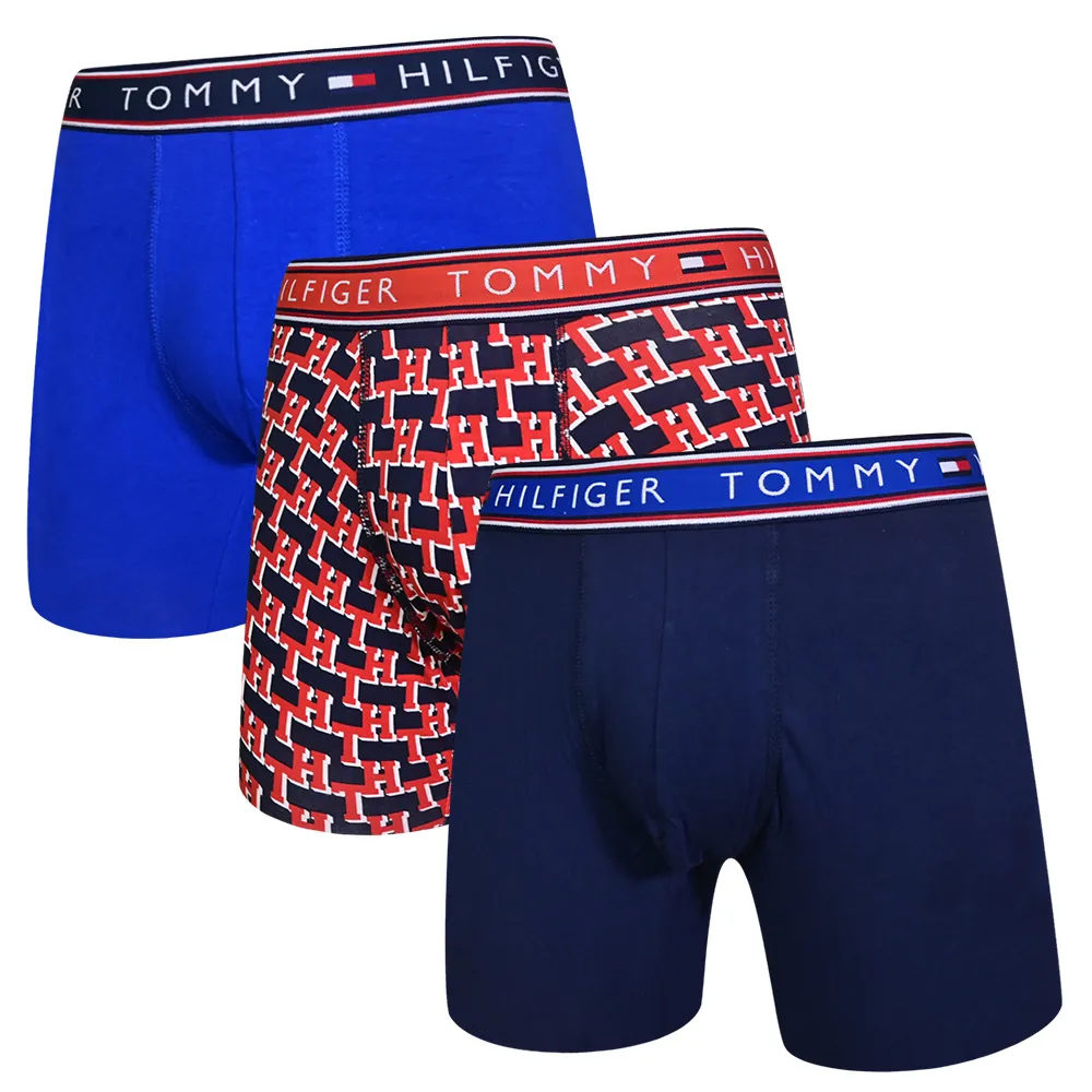 【Tommy Hilfiger】男內褲 3件組 純棉 四角內褲(長版貼身 寶藍+灰+黑 3件組) 歷史價格詳細信息