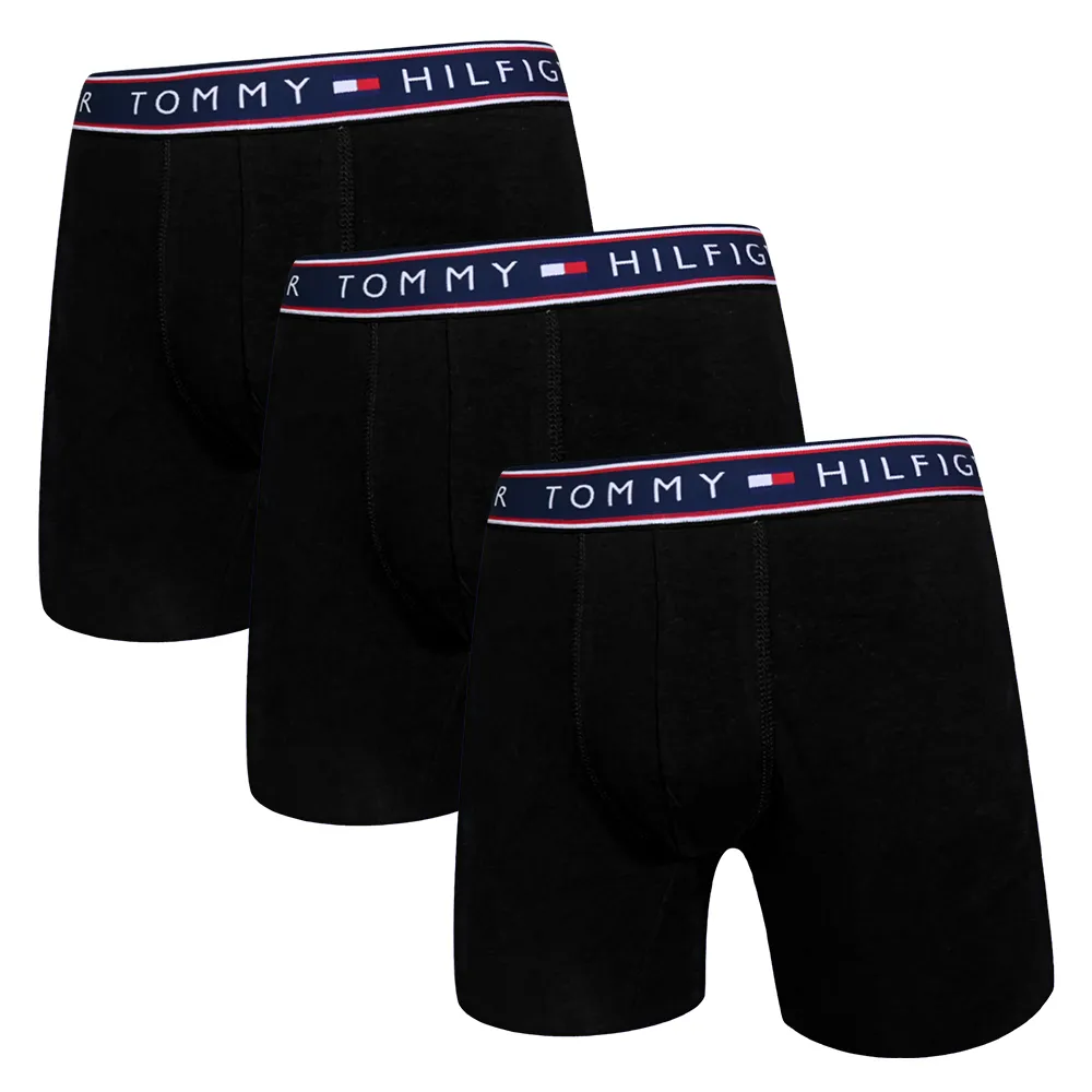 Tommy Hilfiger 男生內褲 長版貼身內褲 棉質彈力平口四角內褲 3件黑色盒裝 拳擊手褲型 歷史價格詳細信息