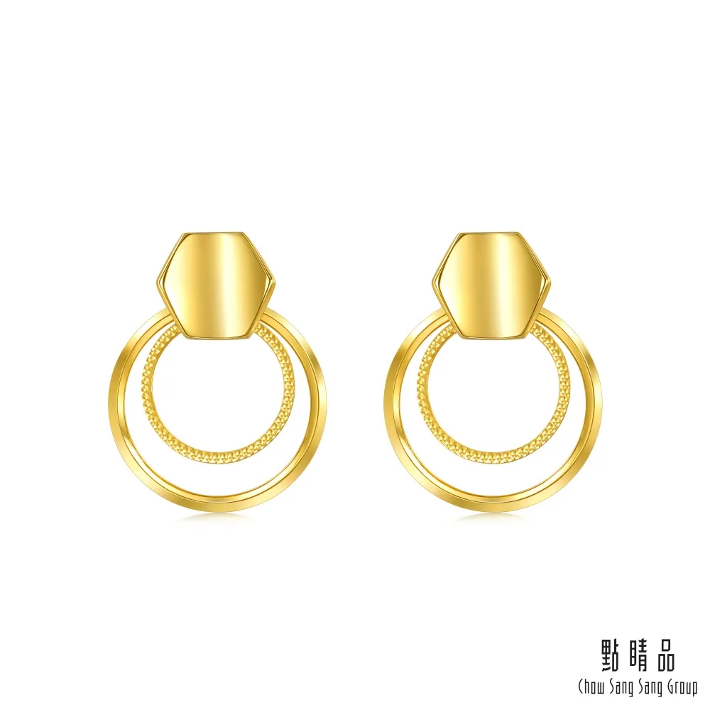 點睛品 亮鏡金 同心圓 黃金耳環_計價黃金 歷史價格詳細信息