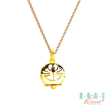 甜蜜約定 Doraemon 率真哆啦A夢黃金墜子 送玫瑰鋼項鍊 歷史價格詳細信息