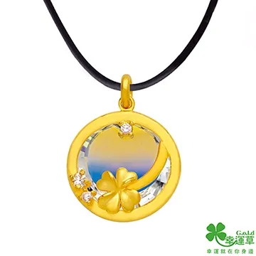 幸運草 幸福時光 純金+水晶 鋼項鍊 女 歷史價格詳細信息