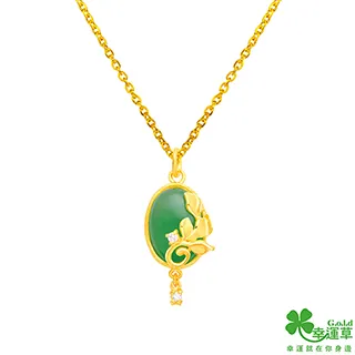 幸運草 幸福時光 純金+水晶 鋼項鍊 女 歷史價格詳細信息