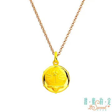 甜蜜約定 Doraemon 單純美好哆啦A夢黃金墜子 送玫瑰鋼項鍊 歷史價格詳細信息