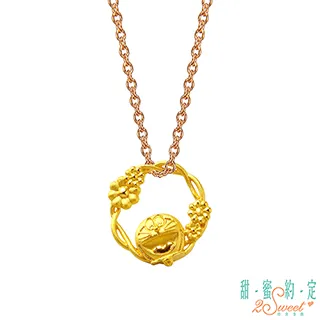 甜蜜約定 Doraemon 祝福花圈哆啦A夢黃金項鍊 歷史價格詳細信息
