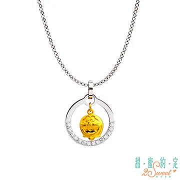 甜蜜約定 Doraemon笑呵呵哆啦A夢黃金/白鋼墜子 送項鍊 歷史價格詳細信息