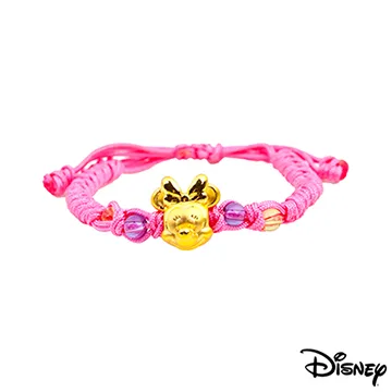 Disney迪士尼金飾 夢想美妮黃金中國繩手鍊-可愛粉 歷史價格詳細信息