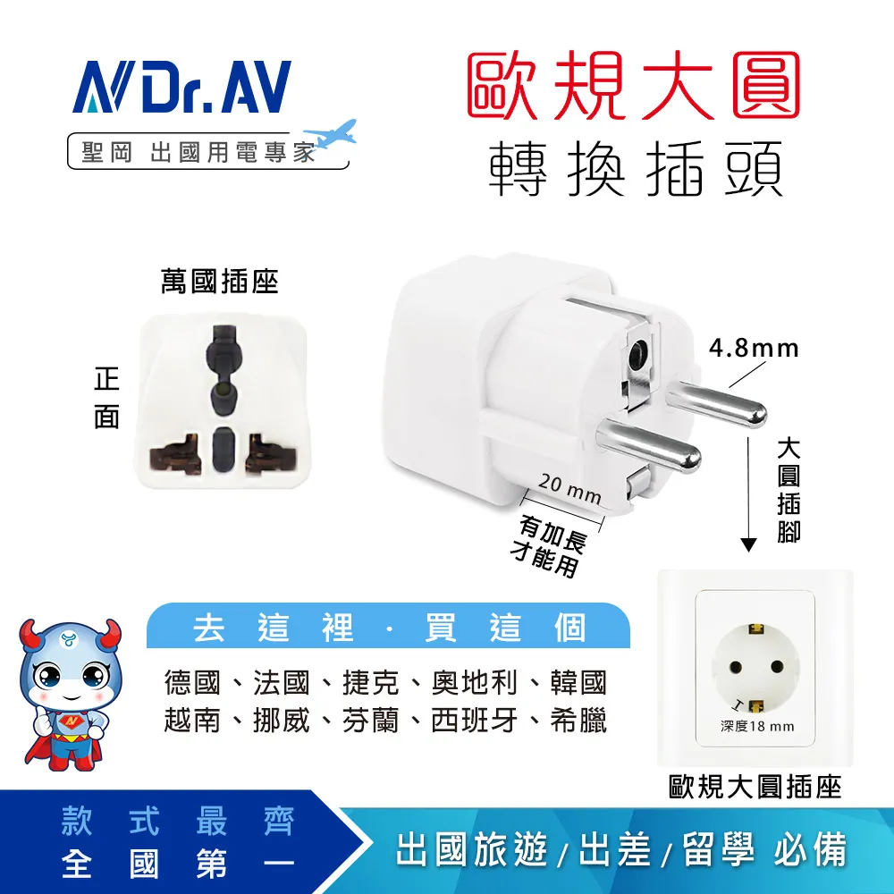 【N Dr.AV聖岡科技】UTA-78 歐規大圓出國轉換3面插頭 歷史價格詳細信息