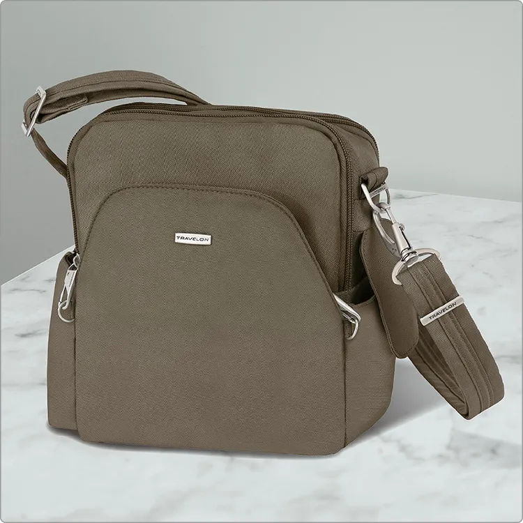 TRAVELON Classic 3層防盜斜背包(棕) 歷史價格詳細信息