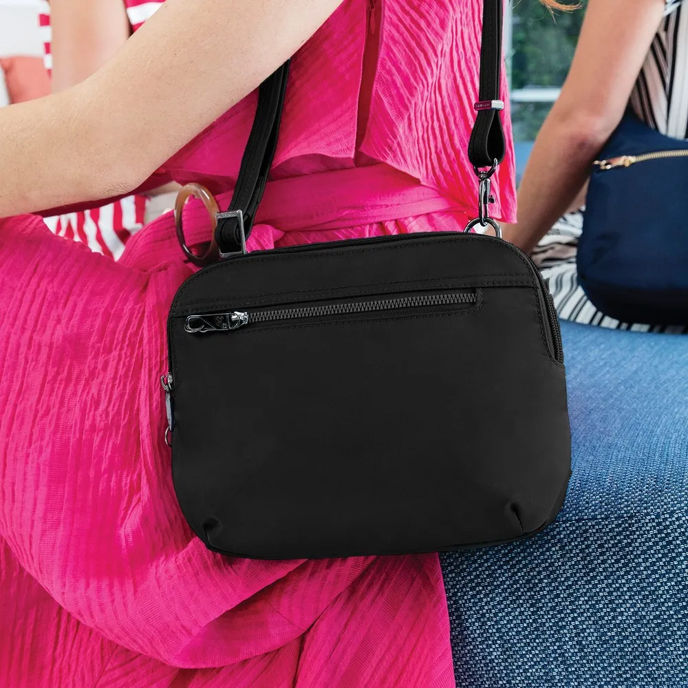 TRAVELON Tailored 3層隨身防盜斜背包(黑紫) 歷史價格詳細信息