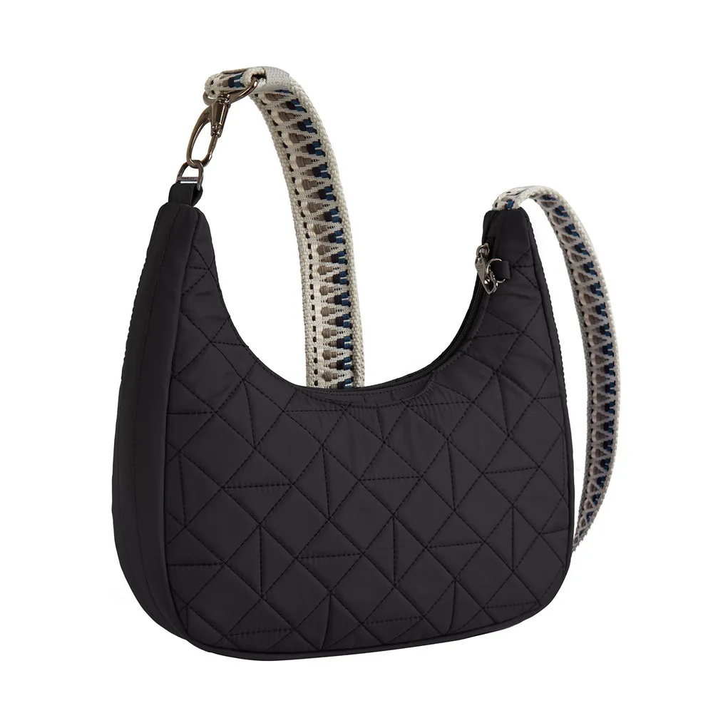 《TRAVELON》Boho雙層防盜斜背小包(格紋黑) 歷史價格詳細信息