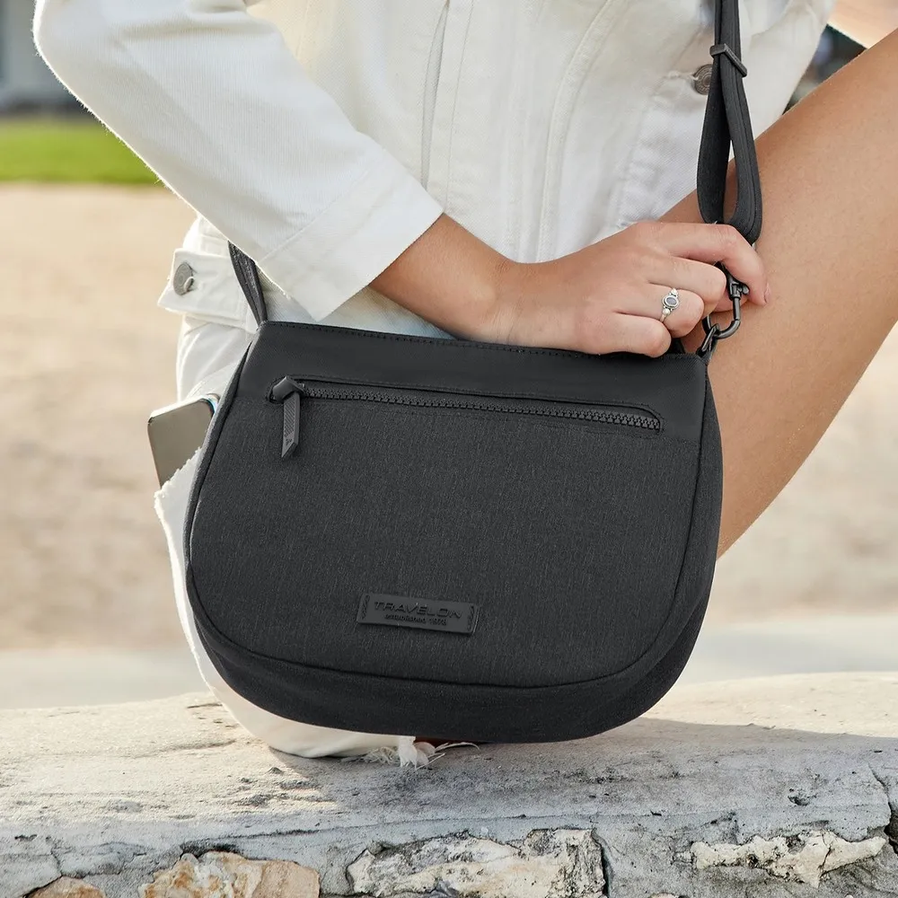 TRAVELON Metro 3層防盜隨身斜背包(黑) 歷史價格詳細信息