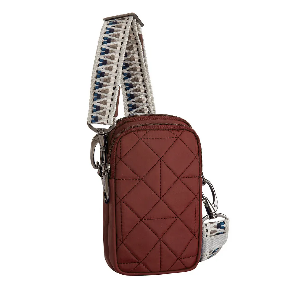 《TRAVELON》Boho雙層防盜斜背小包(格紋黑) 歷史價格詳細信息