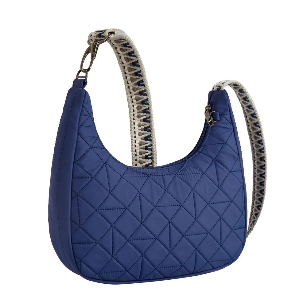 《TRAVELON》Boho雙層防盜斜背小包(格紋黑) 歷史價格詳細信息