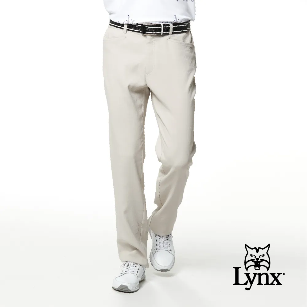 【Lynx Golf】男款日本進口布料基本版彈性舒適平口休閒長褲(深藍色) 歷史價格詳細信息