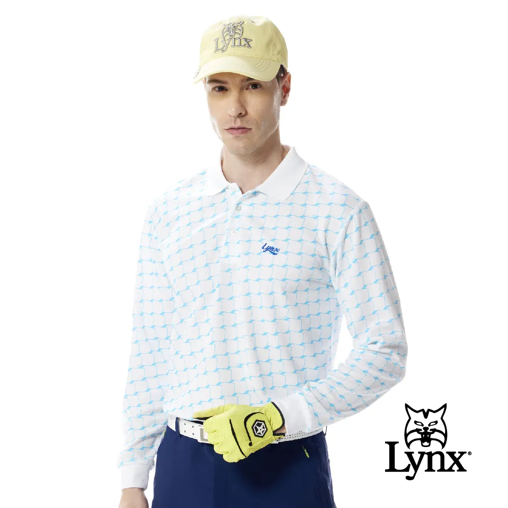 【Lynx Golf】男款吸濕排汗羅紋領滿版大千鳥紋印花胸袋款短袖POLO衫(黃色) 歷史價格詳細信息