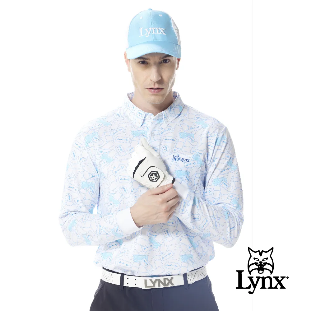 【Lynx Golf】男款吸濕排汗滿版流線造型後背剪接LOGO織帶長袖立領POLO衫(三色) 歷史價格詳細信息