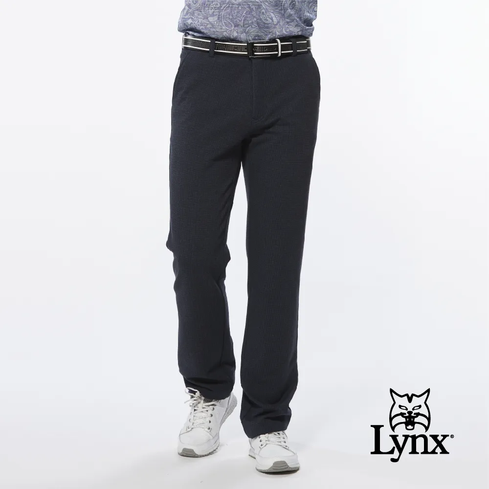 【Lynx Golf】男款日本進口布料基本版彈性舒適平口休閒長褲(深藍色) 歷史價格詳細信息