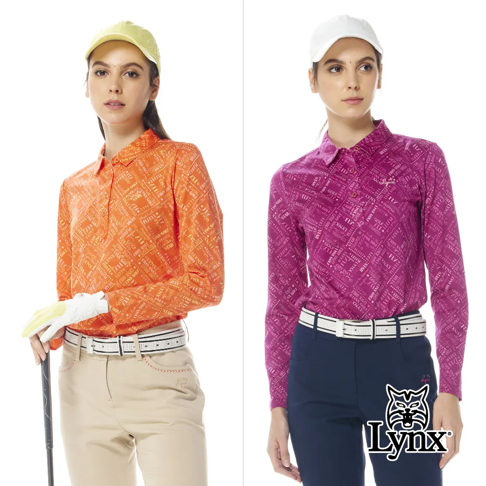 【Lynx Golf】女款純棉雙絲光經典英倫菱格紋路Lynx繡花長袖POLO衫(二色) 歷史價格詳細信息