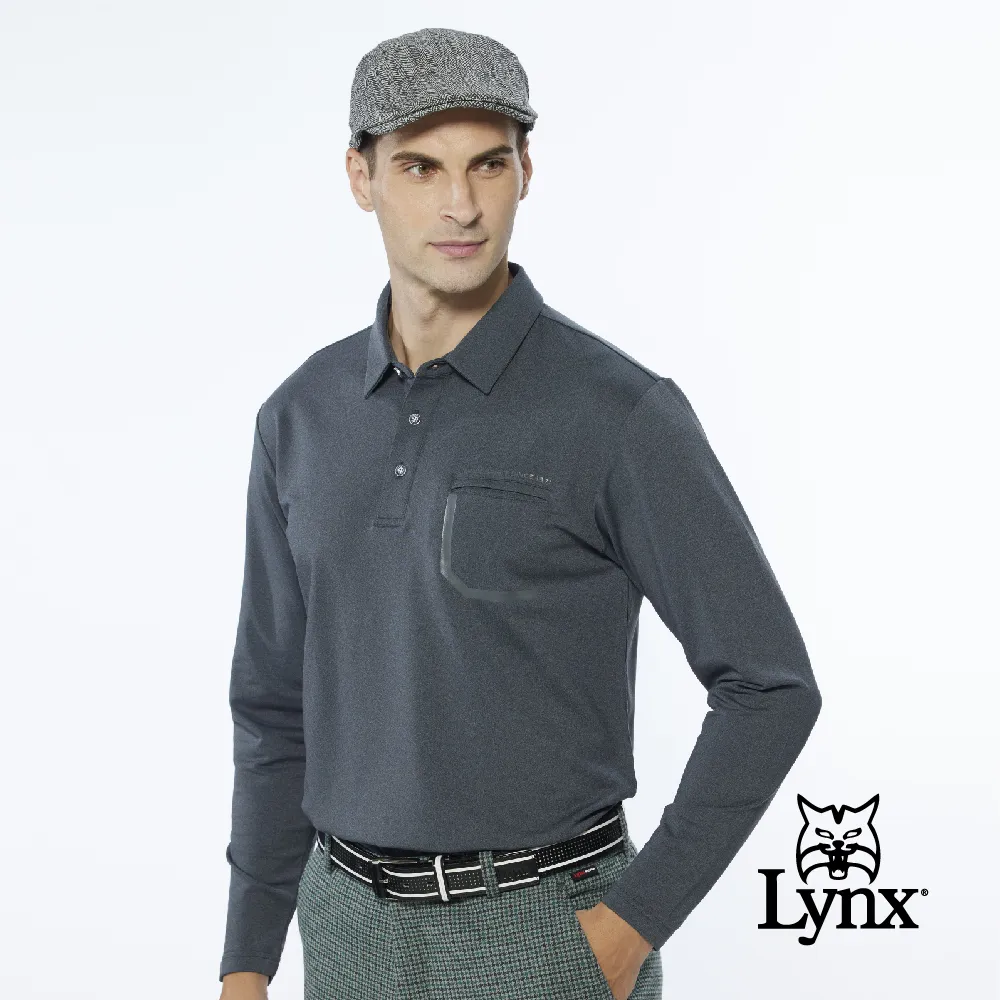 【Lynx Golf】男款吸排功能舒適外刷毛設計素面山貓LOGO長袖立領POLO衫-白色 歷史價格詳細信息