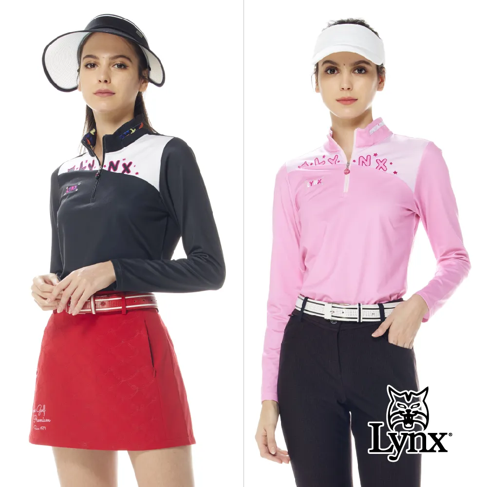 【Lynx Golf】女款合身版內刷毛立體凹凸壓印滿版印花長袖立領POLO衫/高爾夫球衫(二色) 歷史價格詳細信息
