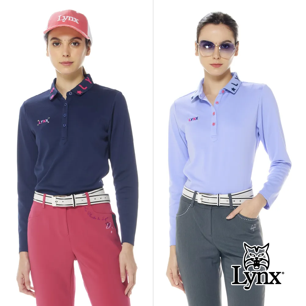 【Lynx Golf】女款吸排水波紋緹花復古玩味印花脇邊剪裁立領POLO衫/高爾夫球衫(二色) 歷史價格詳細信息
