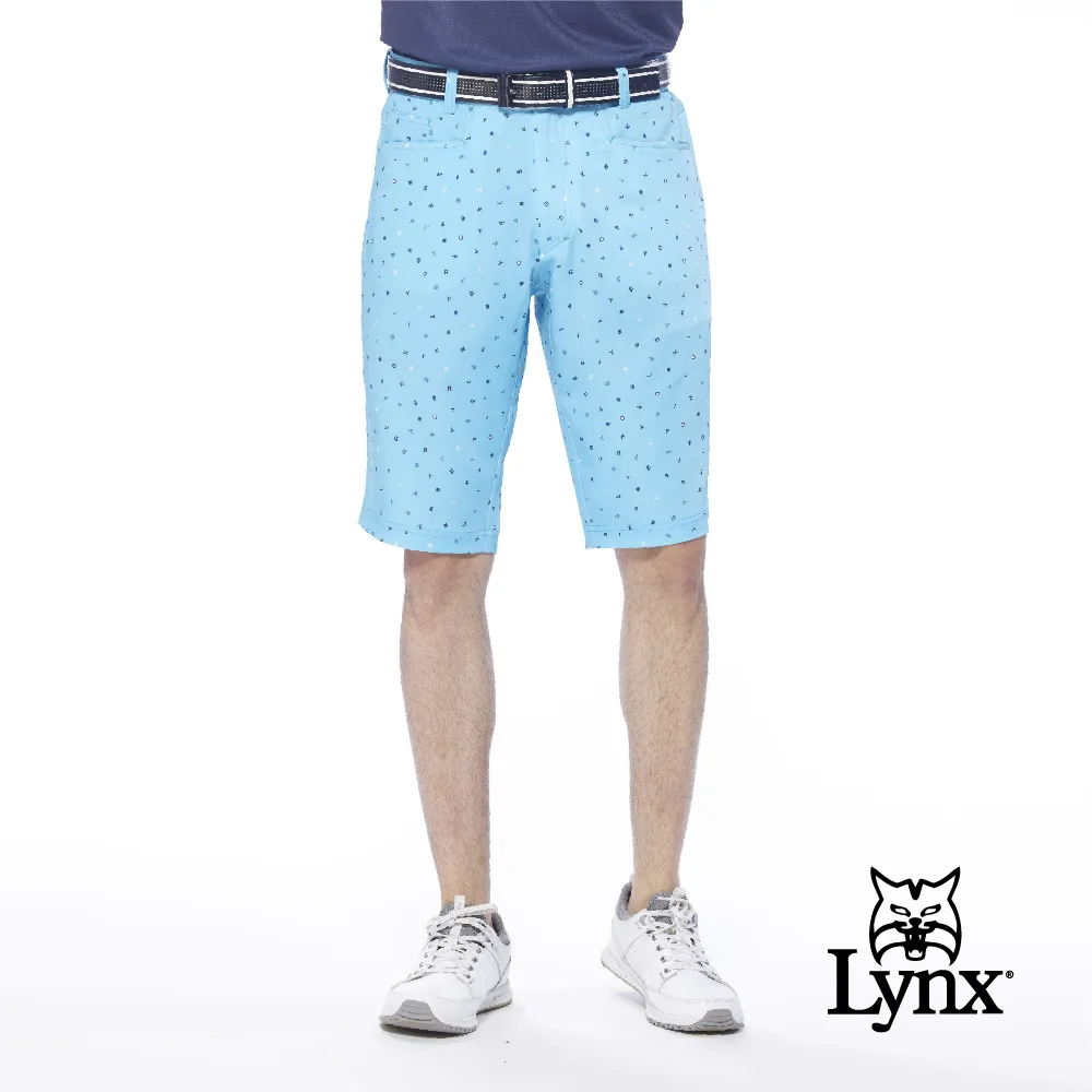 【Lynx Golf】男款吸排彈性透氣織帶造型立體凸印設計平口休閒長褲(二色) 歷史價格詳細信息