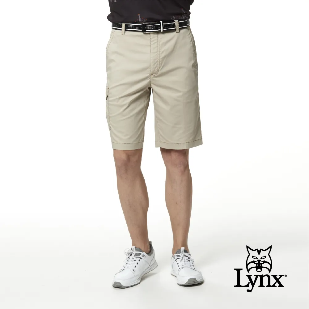 【Lynx Golf】男款彈性舒適素面外觀百搭後袋斜切造型設計平口休閒長褲(二色) 歷史價格詳細信息