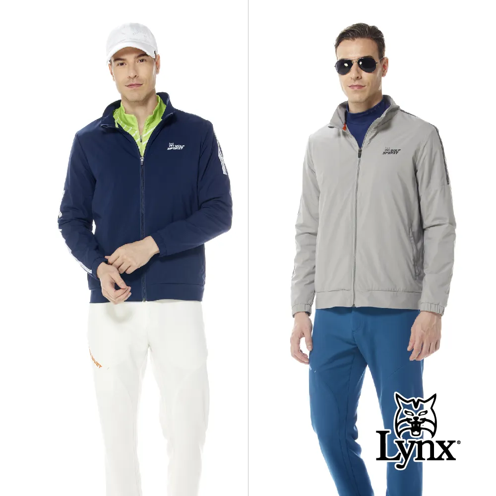 【Lynx Golf】男款歐洲進口面料防潑水功能防風夜光織帶設計隱形拉鍊口袋長袖外套(三色) 歷史價格詳細信息