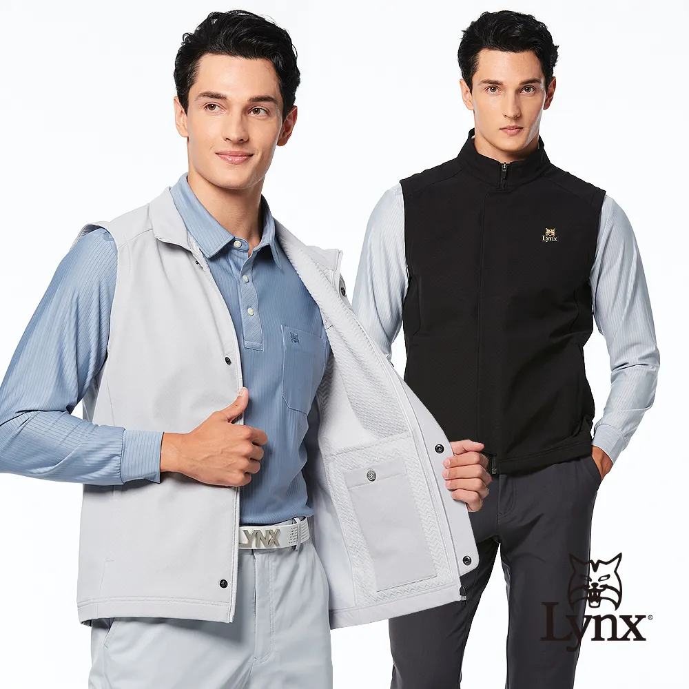 【Lynx Golf】男款保暖防風防潑水鋪棉夜光織帶造型壓線拉鍊口袋無袖背心(二色) 歷史價格詳細信息