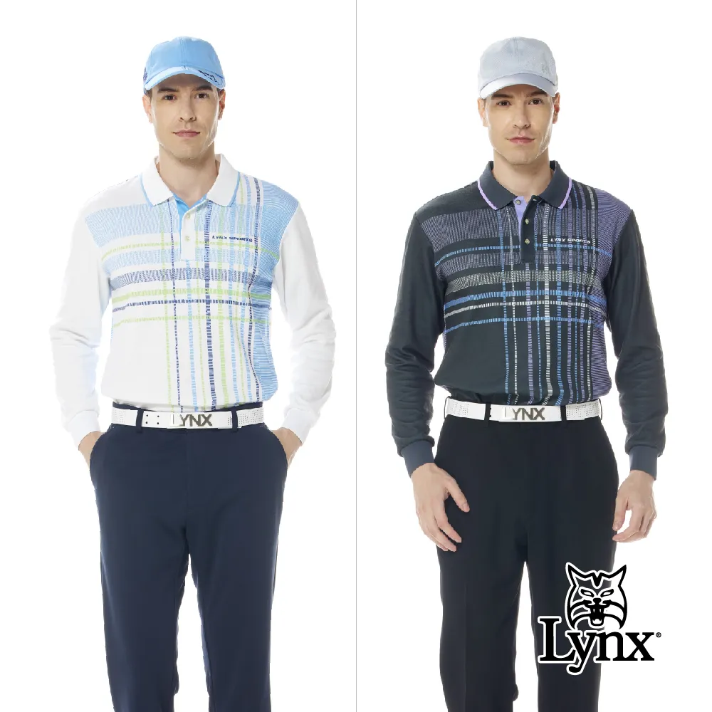 【Lynx Golf】男款遠紅外線功能保暖右肩針織帶剪接地圖印花設計長袖POLO衫(二色) 歷史價格詳細信息