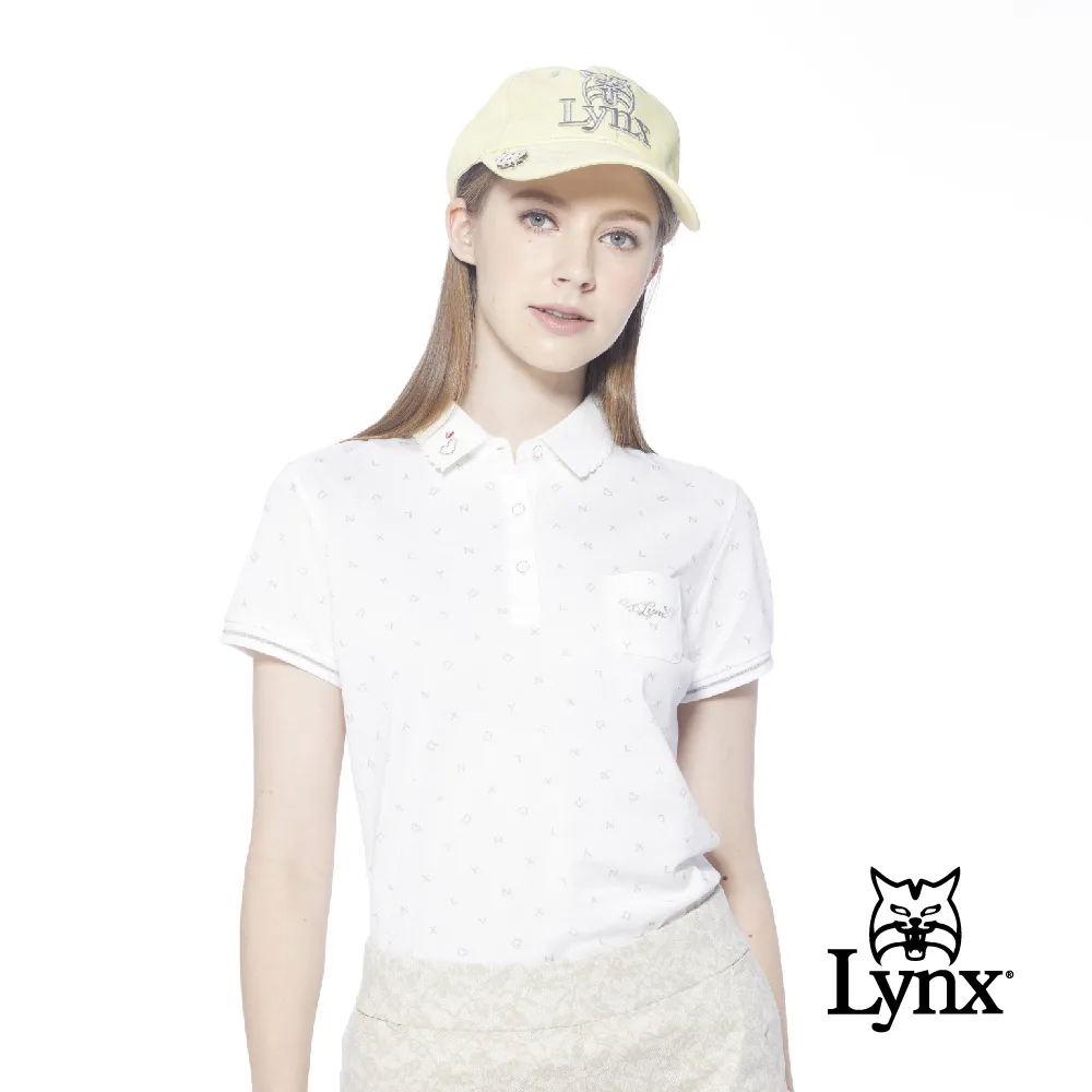 【Lynx Golf】女款吸排水波紋緹花復古玩味印花脇邊剪裁立領POLO衫/高爾夫球衫(二色) 歷史價格詳細信息