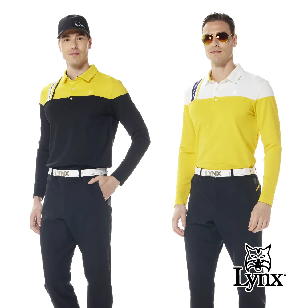 【Lynx Golf】男款吸濕排汗合身版配色條紋山貓繡花短袖POLO衫(二色) 歷史價格詳細信息