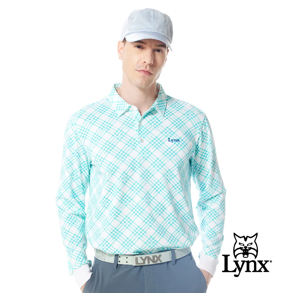 【Lynx Golf】男款吸濕排汗流線感跳色印花長袖立領POLO衫/高爾夫球衫-白色 歷史價格詳細信息