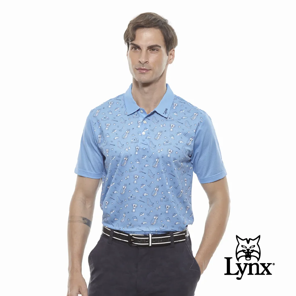 【Lynx Golf】男款冰涼舒適Mesh高爾夫印花短袖POLO衫(二色) 歷史價格詳細信息