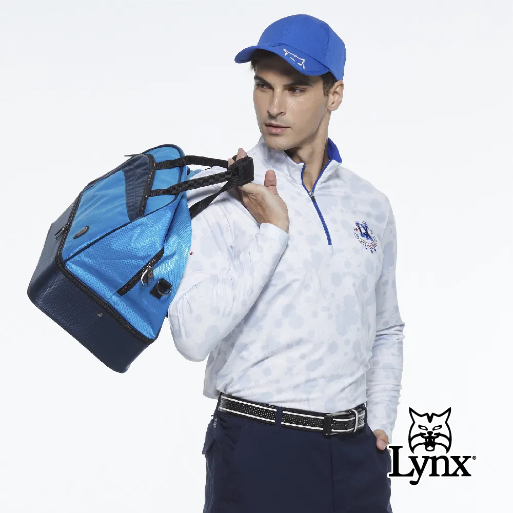 【Lynx Golf】男款吸濕排汗合身版配色條紋山貓繡花短袖POLO衫(二色) 歷史價格詳細信息