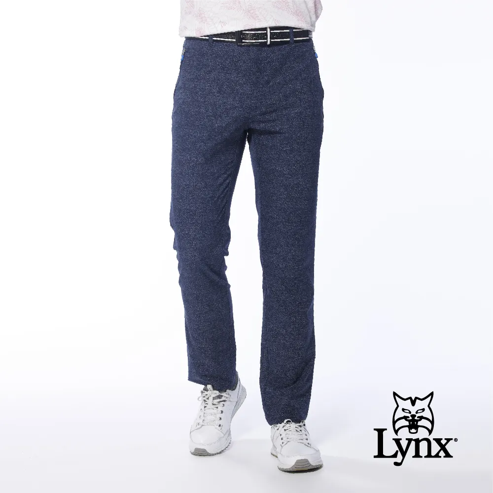 【Lynx Golf】男款日本進口布料拉鍊口袋設計後袋配布剪接平口休閒長褲(深灰色) 歷史價格詳細信息