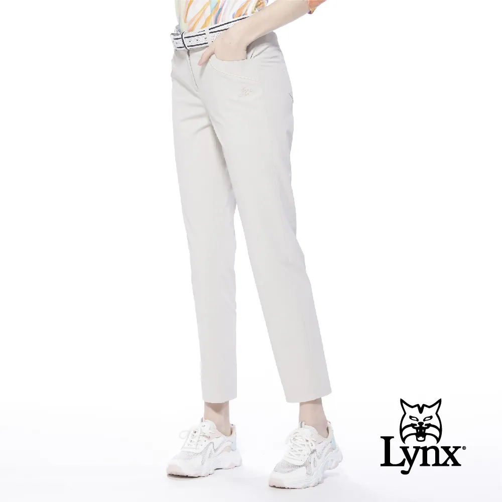 【Lynx Golf】女款日本布料吸汗速乾舒適配色口袋褲腳開衩窄管七分褲(淺藍色) 歷史價格詳細信息