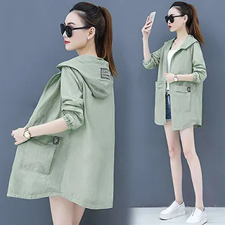 【幸福揚邑】韓版時尚休閒長版輕薄涼爽防曬衣連帽外套-藍 歷史價格詳細信息