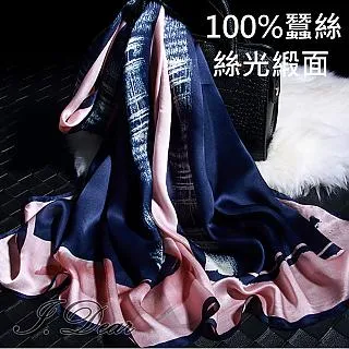 【I.Dear】100%蠶絲歐美圖騰印花緞面長絲巾披肩(蕾絲白色) 歷史價格詳細信息