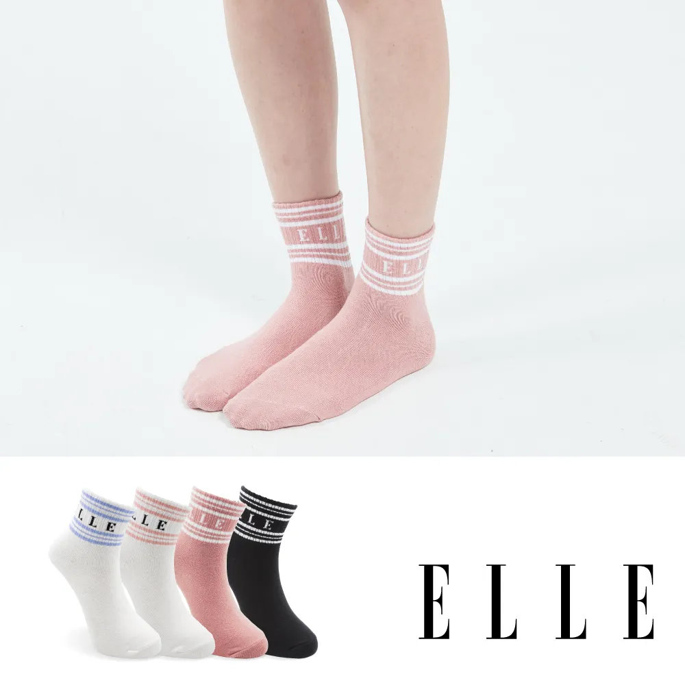 ELLE 1﹧2少女條紋休閒短襪6入組(黑) 歷史價格詳細信息