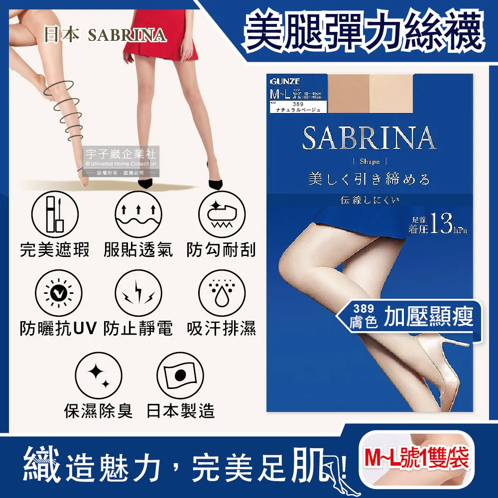 日本GUNZE SABRINA-美腿絲襪ML號加壓顯瘦(新藍袋)026黑色1雙/袋 歷史價格詳細信息