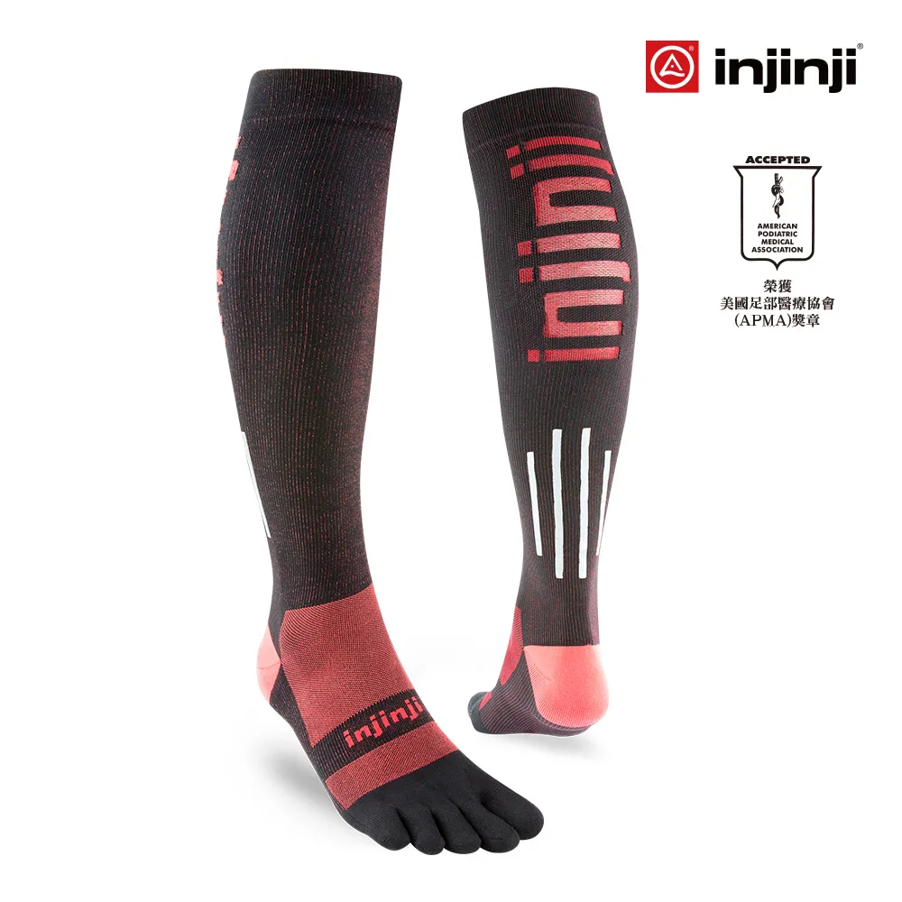 【Injinji】反光透氣五趾壓力襪-黑/紅 歷史價格詳細信息