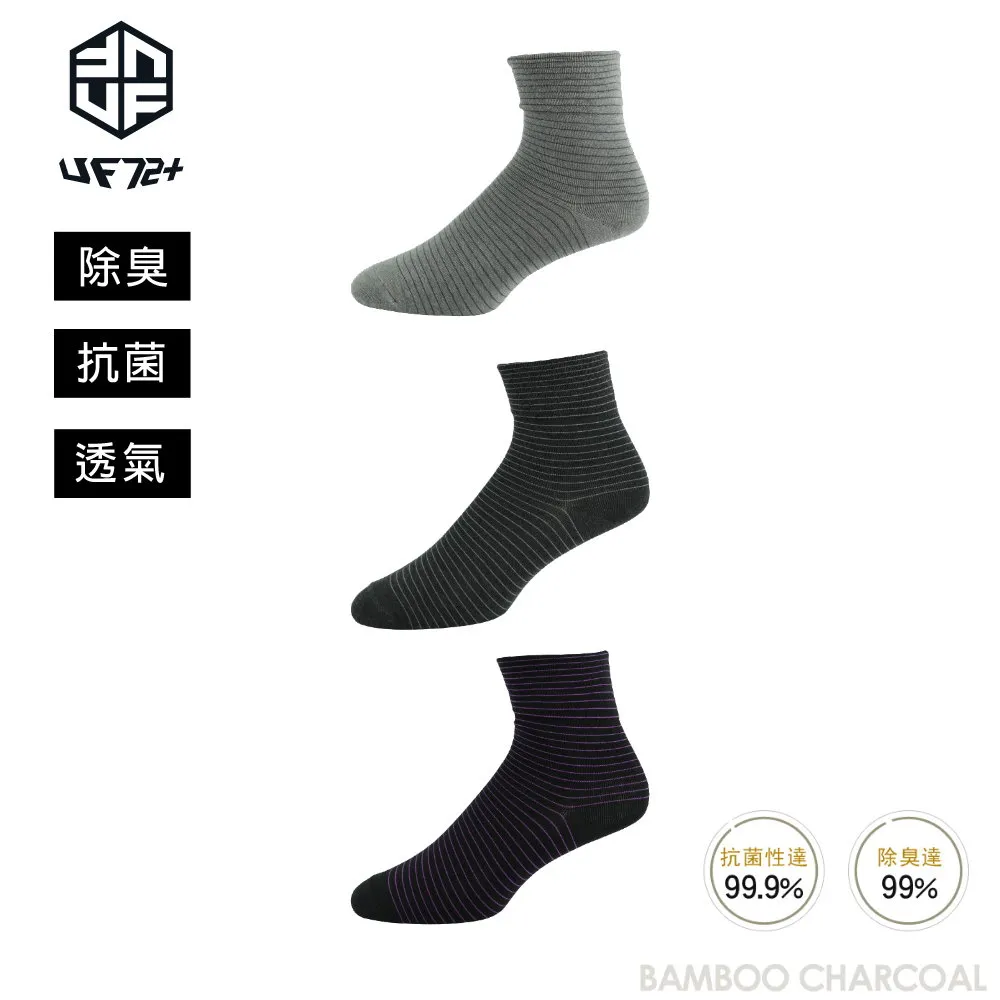 [UF72](三入組)elf除臭竹炭條紋中統休閒襪UF5025(24-26) 歷史價格詳細信息