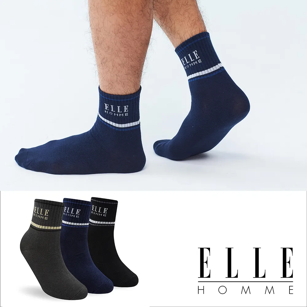 【ELLE HOMME】簡約格紋寬口休閒紳士襪3雙入 歷史價格詳細信息