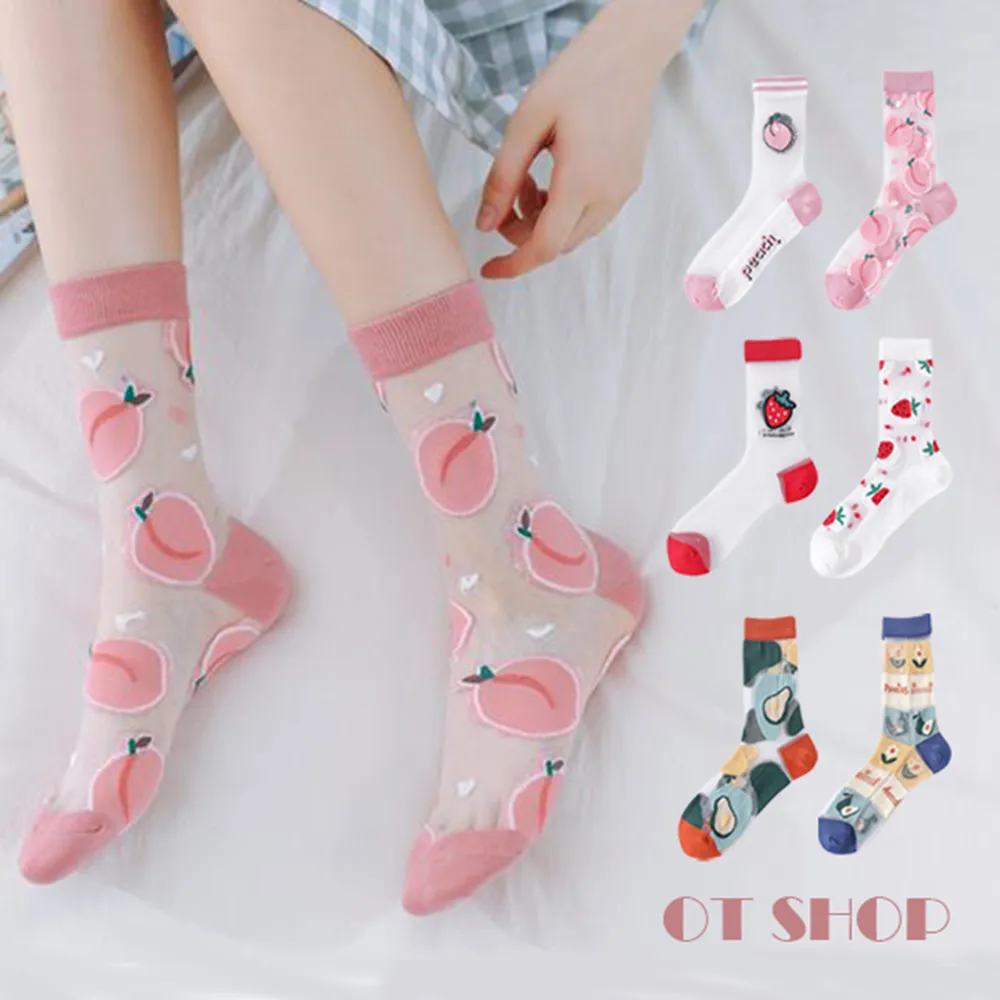 女款圖案刺繡透膚玻璃中筒襪M1209 歷史價格詳細信息