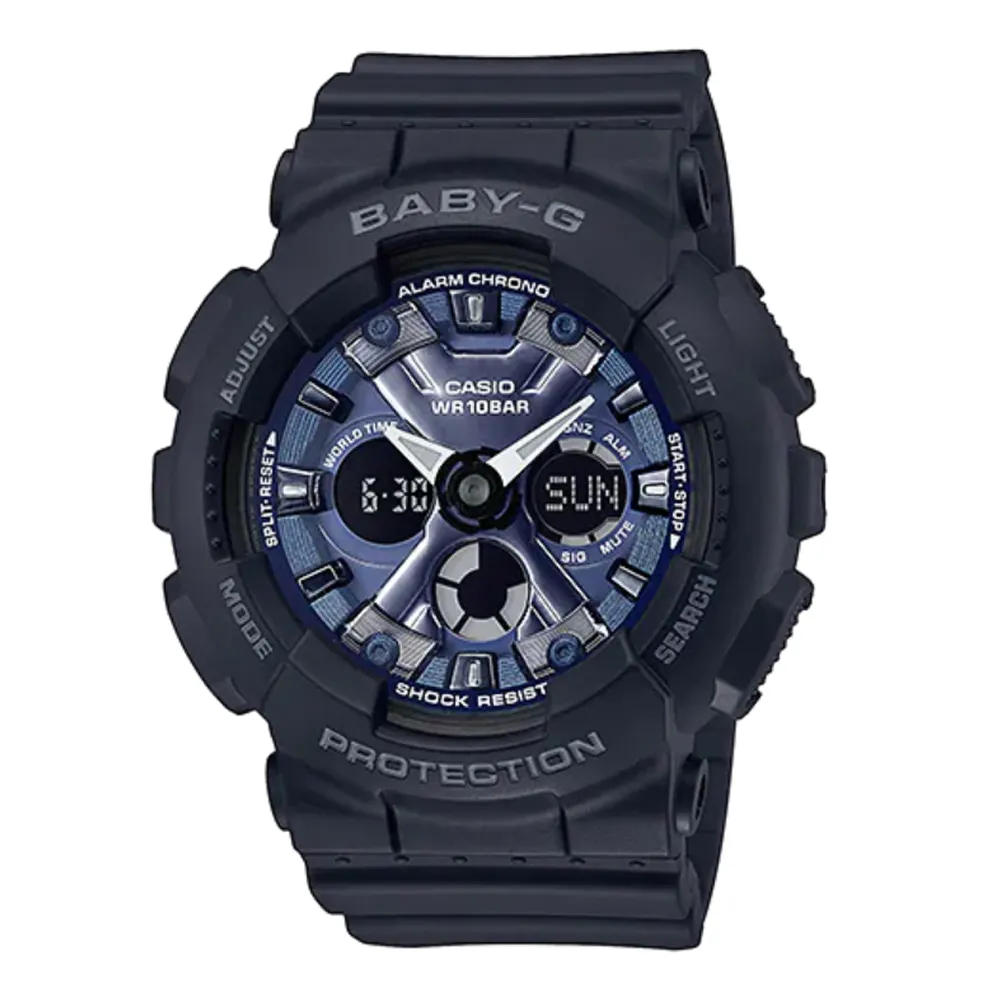 【CASIO】BABY-G 混搭金屬三眼搖滾甜美運動女錶-黑X藍面 BA-130-1A2 台灣卡西歐保固一年 歷史價格詳細信息