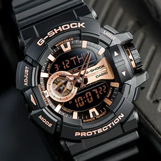 【G-SHOCK】GA-400GB-1A9 雙顯金屬光澤系列/52mm/黑x金【第一鐘錶眼鏡】 歷史價格詳細信息